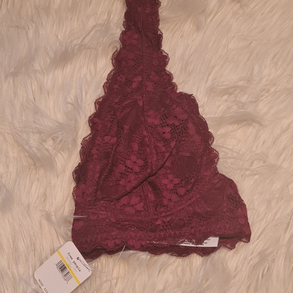 NWT Free People Galloon Lace Halter Wine - Picture 5 of 6